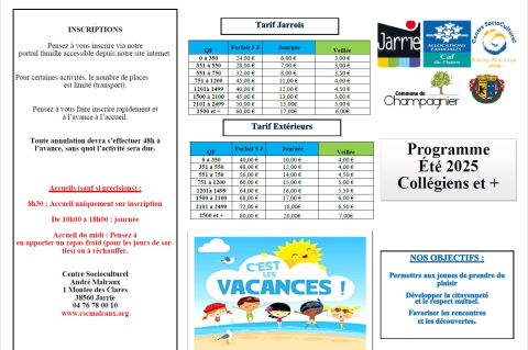 programme Juillet Aout